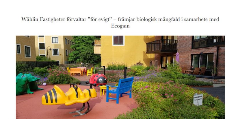 Pressmeddelande via Ecogain angående hur vi främjar biologisk mångfald